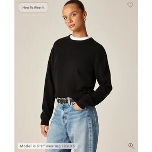 J. Crew Perfect Cashmere Crewneck Sweater in Black NWOT Size Small